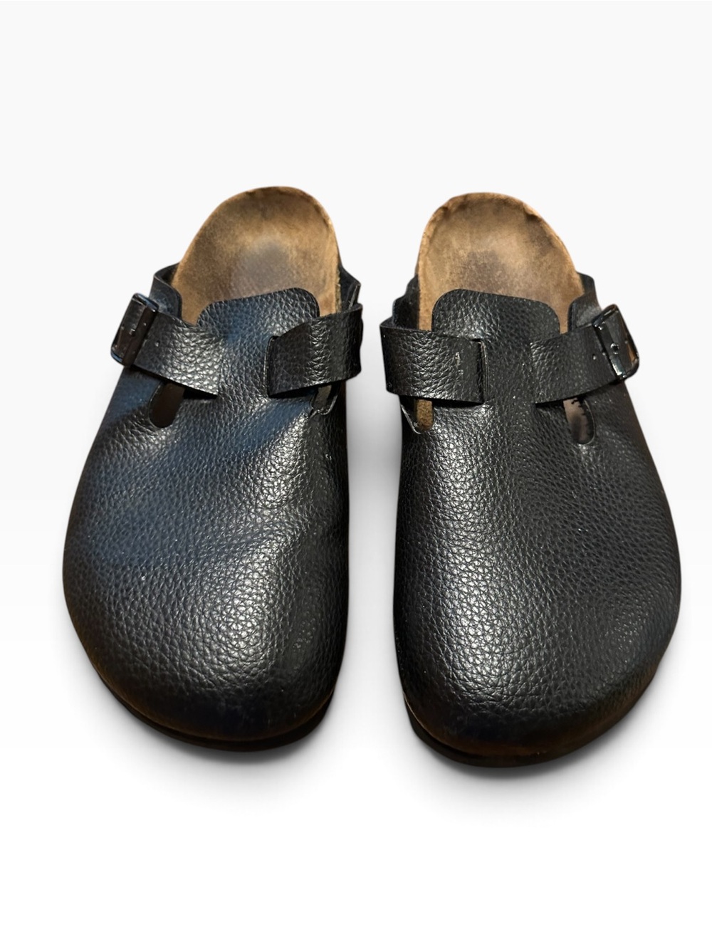 Birkenstock Birki’s Black Pebbled Leather Slip On Boston Clogs Men Sz 10